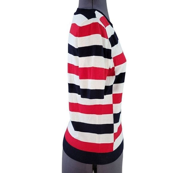 NWOT Talbots Stripe Short Sleeve Knit Top Sz P - Picture 2 of 6
